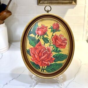 Vintage Floral Oval Wall Art